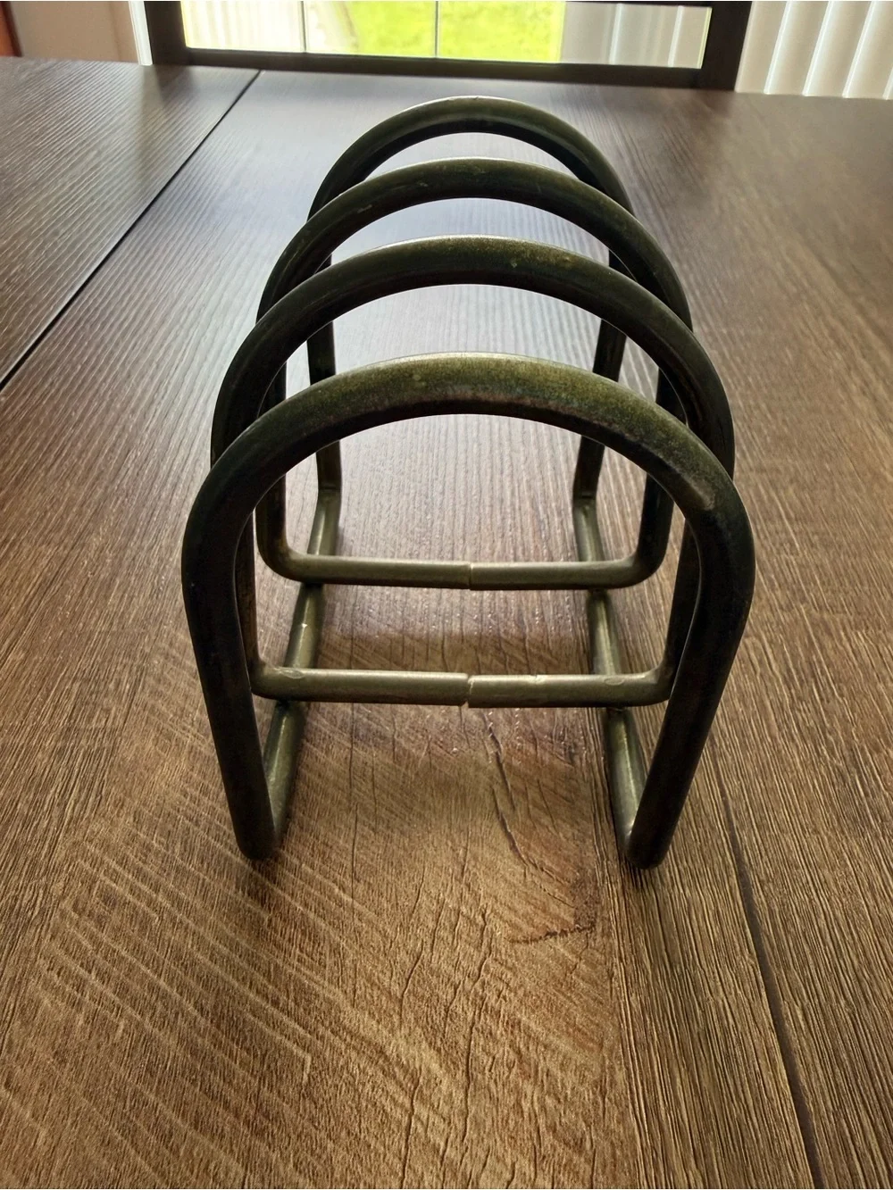 Vintage Solid Brass 4 Slot Toast, Mail or Napkin Holder
